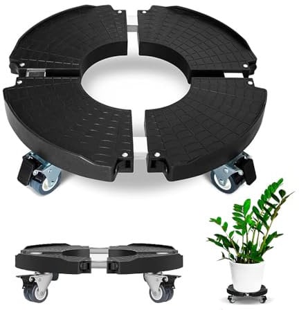 blmdz Plant Caddy with Wheels Heavy Duty - Adjustable 38-50 CM Plant Stand Indoor Outdoor, Large Plant Cart Dolly with Casters for Flower Pot Garden Pot Mover Black
