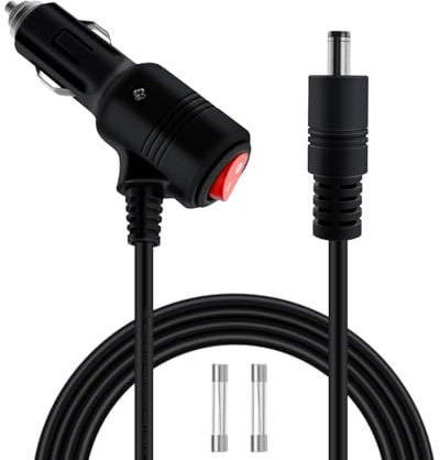 HuaLiSiJi Car Lighter to DC5521 12V 24V Cable DC5521 a Mechero Coche 16AWG 15A con Interruptor para GPS, Cámara, Luz LED (2m)