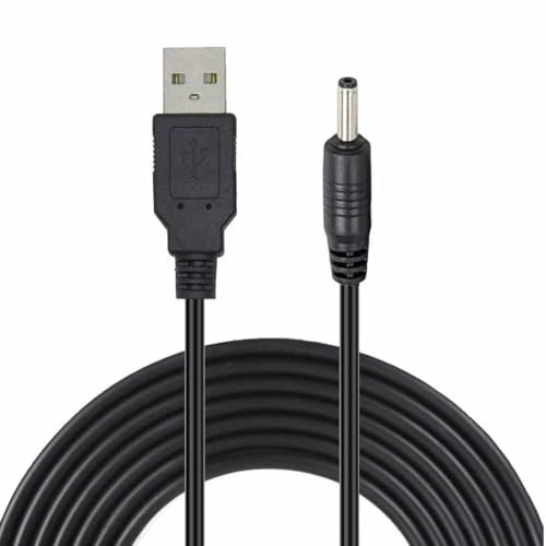 TECHZOCO Cavo di alimentazione USB DC, cavo di prolunga alimentazione DC, cavo di ricarica USB, compatibile con PDA, Pocket-PC, telefoni cellulari, ecc., 5 V 500 mA, DC 3,5 mm x 1,35 mm, Nero, 80 cm
