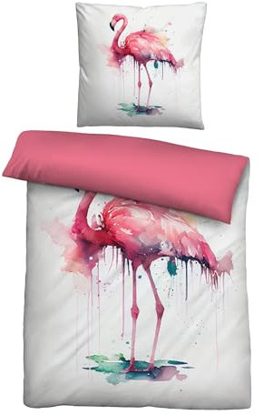 biberna Bettwäsche Linon 0044329 Flamingo 1x 155x220 cm + 1x 80x80 cm, Koralle