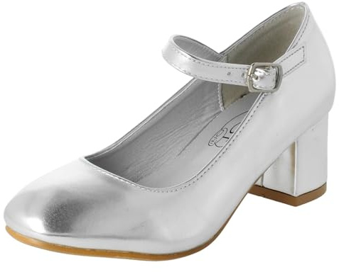 Spot On Girls Mary Jane Party Shoes H3092 - Silver Synthetic - UK Size 5 - EU Size 37 – US Size 6