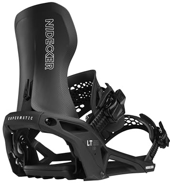 Fixations de Snowboard Nidecker LT Supermatic - Fixation Automatique à Double entrée avec pédale de Talon et Ajustement Universel - XL - Black