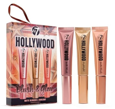W7 Hollywood Blush and Glow - Matter Blusher und Highlighter Trio | Glow Boost für Alle Hauttöne