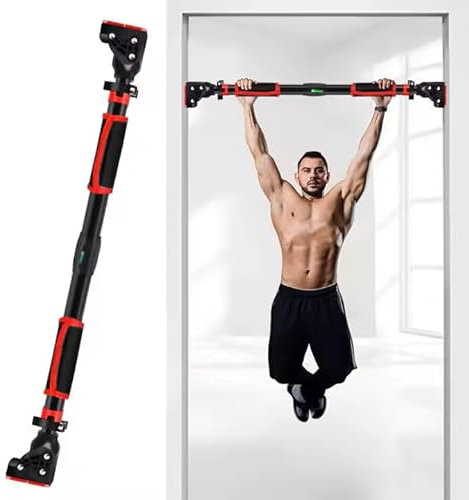 AEMEC Barra de dominadas Ajustable 72cm - 110cm, Barra Dominadas sin Tornillos, hasta 200 kg, Dominadas en Casa de Agarre Seguro, Antideslizante, de pared, Entrenamiento Físico