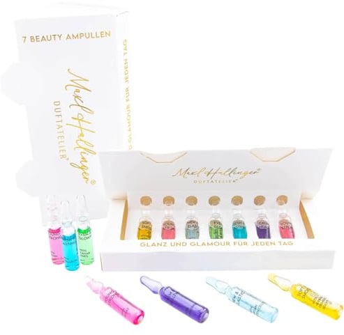 Hallingers Genuss Manufaktur Serum Geschenk-Set - 7x Ampullen vegane Gesichtspflege M. Hallinger, Feuchtigkeit Regeneration & Anti-Aging Ampullen-Mix Best of-Mix, Geschenkidee für Frauen Freundin