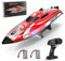 Helangel RC Boat, 2.4Ghz Remote Control Boat 25KM/H Self Righting Racing Boats Outdoor Radio Controlled Watercraft with Low Battery Alarm Rechargeable Battery for Pools Lakes, Red