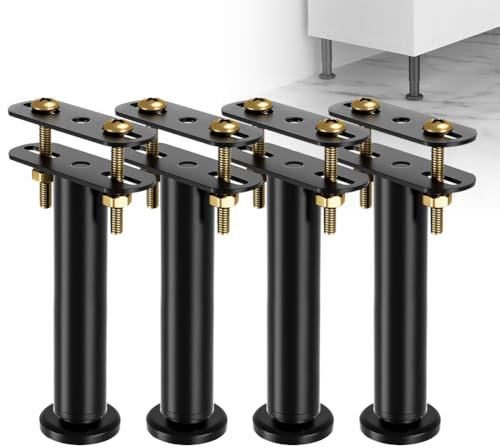 EUBSWA Lot de 4 pieds de lit réglables en hauteur de 18 à 32 cm - Pieds de support moyens robustes pour cadre de lit - Kit de renforcement pour sommier à lattes