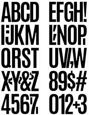 Bekecidi 6 Inch Large Vinyl Letters Stickers, 10 Sheets Sticky Letters Stick on Letters Numbers, Waterproof Self Adhesive Alphabet Stickers for Sign Poster Door Mailboxes Suitcase (Black)