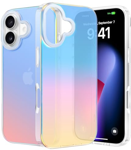 nicekool Hülle für iPhone 17, HandyHülle Case für iPhone 17 Schutzhülle Kratzfeste Rückseite Durchscheinende Matt, Schillernd Fluoreszierend