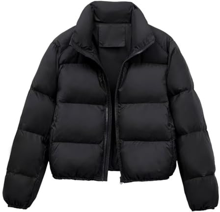 Generisch Steppjacke Mädchen Leicht Wärme Schwarz Daunenjacke Damen Winter Elegant Teenager Puffer Parka Frauen Puffer Jacke Revers Winter Skijacke mit Taschen Winterjacke