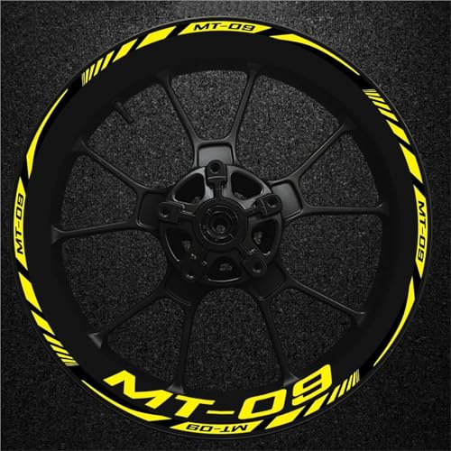 Felgen Aufkleber Reflektierende Felgenaufkleber Für Yamaha MT-09 MT09 MT 09 17 Zoll – Set Mit Streifen- Und Zierstreifen Motorrad Dekor Felgenaufkleber(Gold)