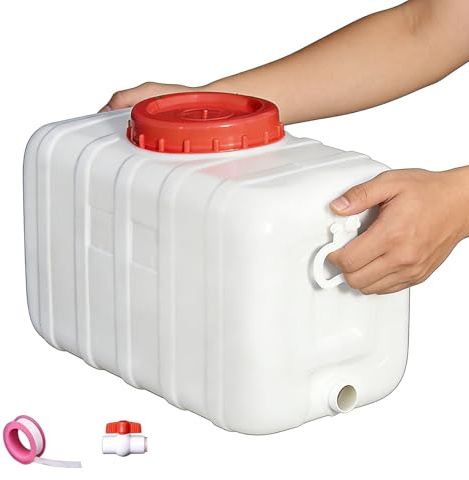 ZFEHADM Bidon à Eau 15-110L Portable Reservoir Eau avec Poignée Robinet Jerrican Alimentaire pour Voyage, Voiture, Barbecue, Van, Cuisine, sans BPA(Size:25L/6.6 Gallon)