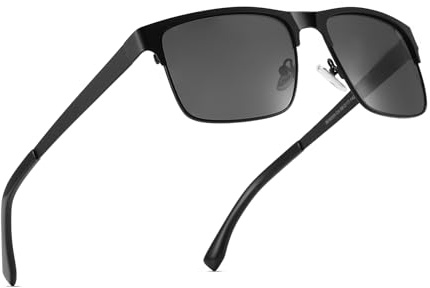 Ricafirla Sonnenbrille Herren Polarisiert UV400 Schutz | Metall Gestell, Klassische Quadratische Form, Für Autofahren, Angeln, Golf