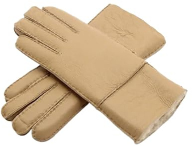 RUWLFE Damen Lederhandschuhe Warme Winter Damenhandschuhe Gefütterte Jugend Dicke Fäustlinge für Damen