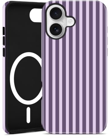 Jusy Magnetische Gestreifte Hülle für iPhone 11, Purple. | Aesthetic Striped Sommer Muster Handyhülle, Kompatibel mit MagSafe, Zweischichtige Stoßdämpfend