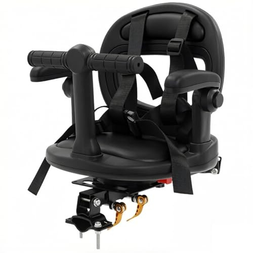 Uanqfegy Siège de vélo Rotatif pour Enfant à Montage Avant avec Double Verrouillage sécurisé – Siège de vélo pour Enfants 1 à 6 Ans, accoudoirs réglables, Installation Facile (Noir)