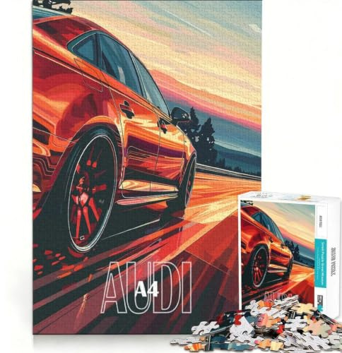 1000-teiliges Puzzle für Erwachsene Motiv Roter Audi A in Fahrt Spielzeug-Wanddekoration perfekte Dekoration einzigartiges Geburtstagsgeschenk 38x26cm