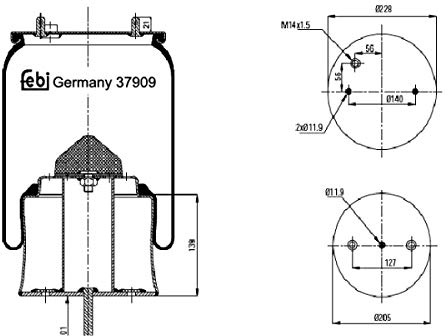 febi bilstein 37909 Air Spring with steel piston, pack of one