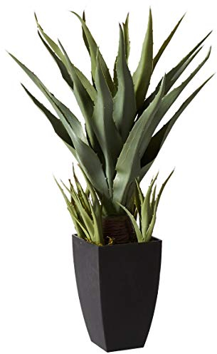 Nearly Natural 76,2 cm Agave Kunstpflanze mit schwarzem Pflanzgefäß, Grün