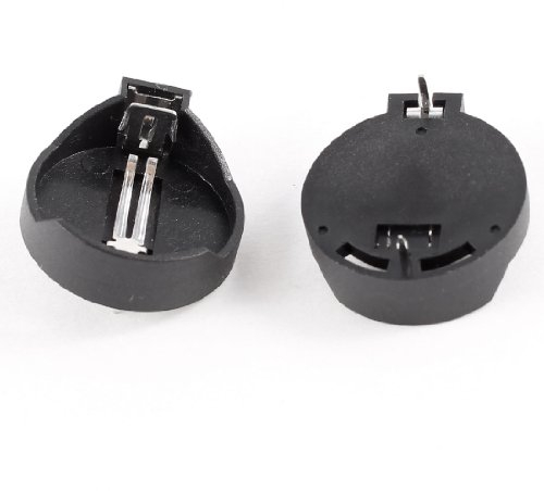 sourcing map 2Pcs CR2025 Coin Cell Button Battery Socket Holder 2P Black