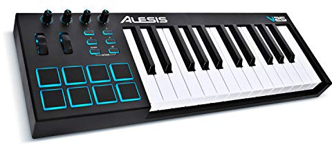Alesis V25-25-Key USB MIDI Keyboard Controller with Backlit Pads, 4 Assignable Knobs and Buttons, Plus a Professional Software Suite with ProTools | First Included
