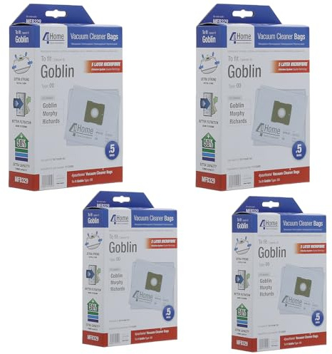 First4Spares High Filtration, Extra Capacity, Microfibre Bags Compatible With Goblin, Morphy Richards, Topo Vacuum Cleaners Pack Of 20