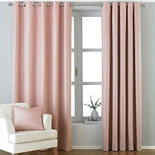 Riva Paoletti Atlantic Ringtop Eyelet Curtains (Pair) Woven Twill Fabric -100% Polyester-117cm Width x 137cm Drop (46 x 54 inches) -Designed in The UK, Polyester, Blush Pink, 168cm x 183cm
