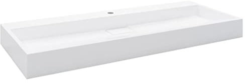 vidaXL Lavabo Resina Mineral/Mármol Baño Servicio Fregadero Pieza Fontanería Bricolaje Instalación Decoración Grifería Sanitario 120x46x11 cm Blanco