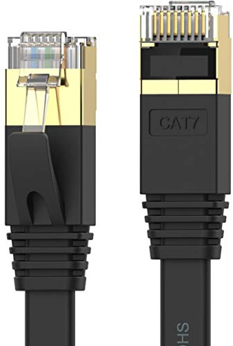 Cat 7 Ethernet Cable 100 ft High Speed 10Gbps 600MHz, Shielded Long Ethernet Cord, LAN Cable with RJ45, Flat Internet Network Patch Cord, Fast LAN Wire for Gaming, PS5/4/3, Xbox, Modem, Router