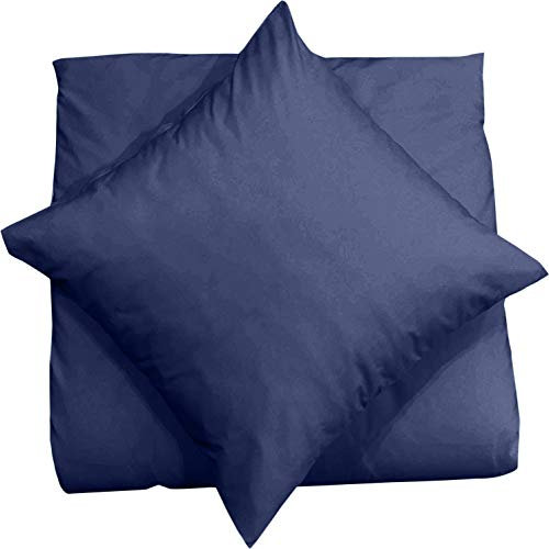 Mixibaby Kissenbezug 40X40 2er Set Dekokissen Kissenhülle Kissen Bezug 100% Baumwolle, Farbe:Dunkelblau