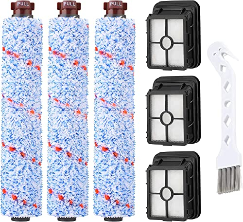 Ricambi compatibili con Bissell CrossWave, 3 rulli con spazzole multisuperficie 1868 + 3 filtri per vuoto 1866 filtri per vuoto, confronta con la parte 1608683, 160-8683, 1608684