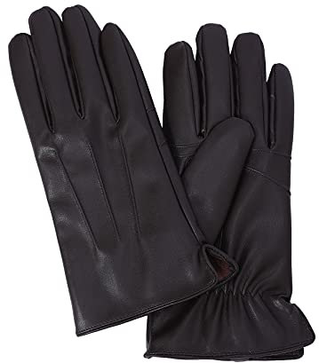 NOVBJECT Herren Lederhandschuhe Winter Full Hand Touchscreen Leder Fahren Klassische Warm Kaschmir Futter Outdoor Handschuhe (Braun, XL)