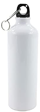 Yushu - 400/500/600/750 ml weiße, leere Sublimations-Wasserflasche mit Schraubverschluss – Karabinerhaken aus Aluminium für den Außenbereich