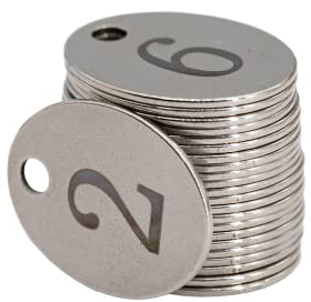 Oval Stainless Steel Number Tags Key Tags with Key Rings (1-25)