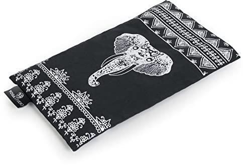 Yoga Studio Organisches Azteken-Elefantenaugen-Kissen – 23 cm x 12/13 cm, Bio-Lavendel- und Leinsamen-Duft, Yoga-Kissen für müde Augen und Kopfschmerzen (Graphitgrauer Aztekenelefant)