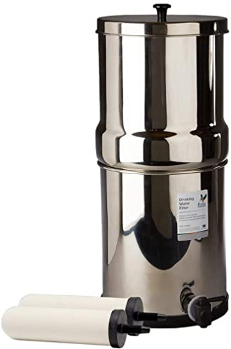 British Berkefeld - Sistema de filtro de agua por gravedad – Sistema de filtro de agua de acero inoxidable de 8.5 L para el hogar con 2 cartuchos de cerámica Doulton Ultra Sterasyl | Sistema de agua