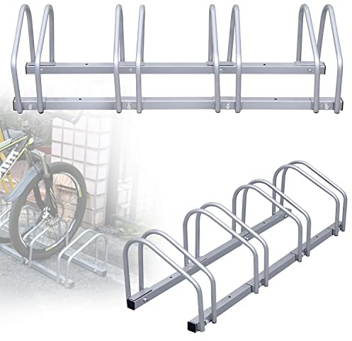Randaco Fahrradständer für 4 Fahrräder, 2er Fahrradhalterung auf dem Boden, Aufstellständer für Fahrradaufhängung, Fahrradhalter aus Metall, Bodenständer, draußen Mehrfachständer für Mountainbikes