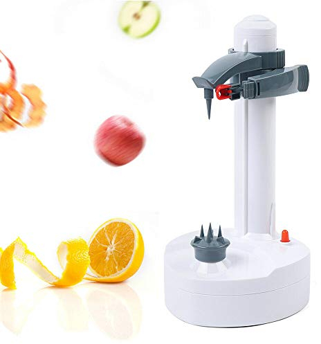 Electric Potato Peeler Peeler Vegetable Rotary Fruit Peeler Automatic Peeler Height Adjustment Lever for Potatoes and Apples Oranges of Different Sizes with 3 Stainless Steel Replacement Blades