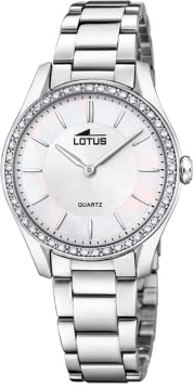 Lotus Damen Uhr Analog aus Edelstahl 316L Silber - Quarzwerk - Mineralglas hochresistent - 5 ATM wasserdicht 18796/1 - Trendy