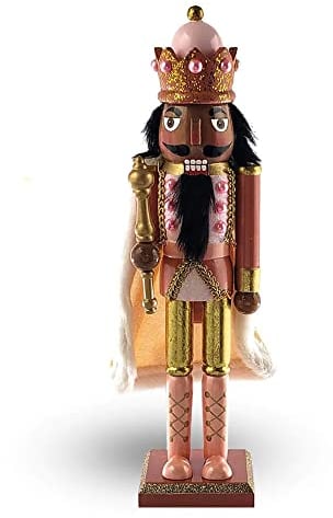 Nutcracker Ballet Gifts King Nutcracker Christmas Ornaments, Wooden Figure Decoration for Holiday, Xmas Home Decor, Rose Gold, 15 Inches