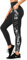 Yvette Printed Damen Sport Leggings mit Taschen, high Waist Blickdicht Gym Sporthose, Weiß Printed, 3XL