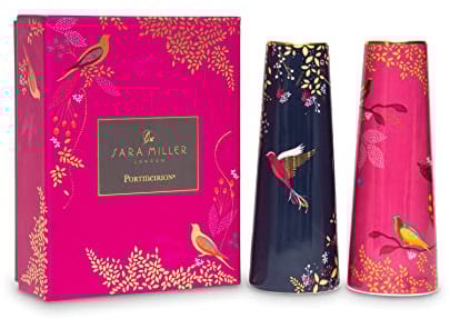 Sara Miller London Salt and Pepper Shaker Set Gift Boxed, Blue & Pink