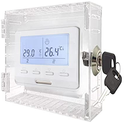 Pomurom Thermostatgehäuse mit Schloss, Thermostatschutz, transparente Schutzabdeckung für Thermostat, Verriegelung mit Schlüssel, Thermostatschutz für Wand, 20 x 12 x 5,7 cm