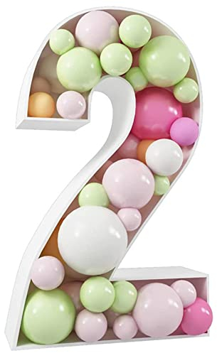SMELEYOU Ballon Erzstand, füllbare Nummern, Kartonnummern Stand wiederverwendbarer Nummer 2 Ballon Rahmen Festzelt Leuchtnummern für Geburtstag Hochzeitsfeier Dekor Dekor