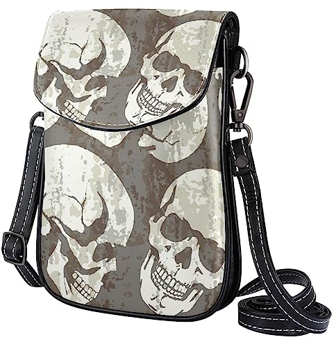Wangsxing Mini Umhängetasche Damen Retro-Totenkopf Handytasche Kleine Schultertasche Crossbody Tasche Für Mädchen 19x12x2cm