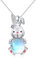 TRISHULA Bunny Halskette 925 Sterling Silber Mondstein Halskette Bunny Anhänger Kaninchen Halskette Tier Anhänger Kaninchen Schmuck Geschenke für Frauen Mädchen