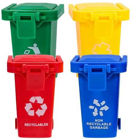 DRESSOOS 4Pièces Jeux de Tri des Déchets pour Enfants Poubelles de Classement Éducatives Jouets Ludiques pour Éveil des Enfants Activités de Gestion des Déchets pour Petits