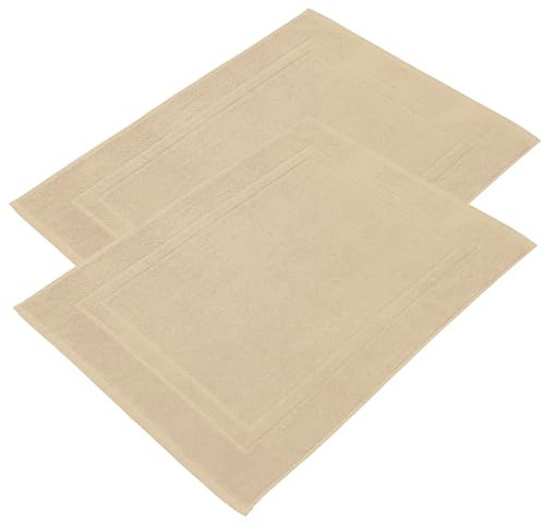 NYVI Badvorleger NYVIFresh 50x70 cm 2er Set - Frottee Duschvorleger aus 100% Baumwolle Premium Qualität 700 g/m² - Saugfähig Schnelltrocknend Waschbar - Badematte Badteppich Beige