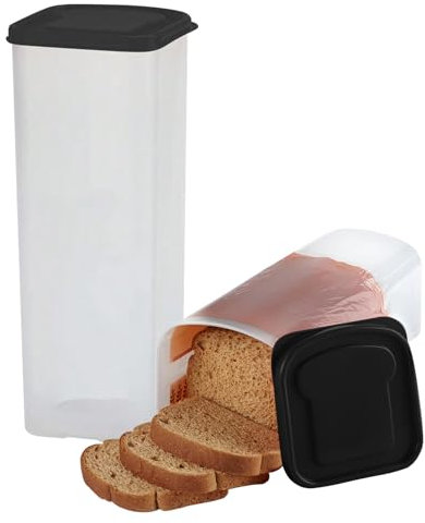 Hekasvm Toastbrot Aufbewahrungsbox, Frischhalte Brotbox Mit Datumsmarkierung, Toastbrot Spender Aus Kunststoff, Luftdichte Brotbox, Sandwich-Brotspender, BPA-frei (Schwarz)