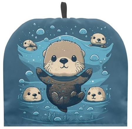 HELLHERO Sea Otter Tea Cozy for Teapot Large Tea Pot Cozies Insulated Breakfast Pot Dust Cover Coffee Kettle Covers for Home Kitchen Office Holiday Party